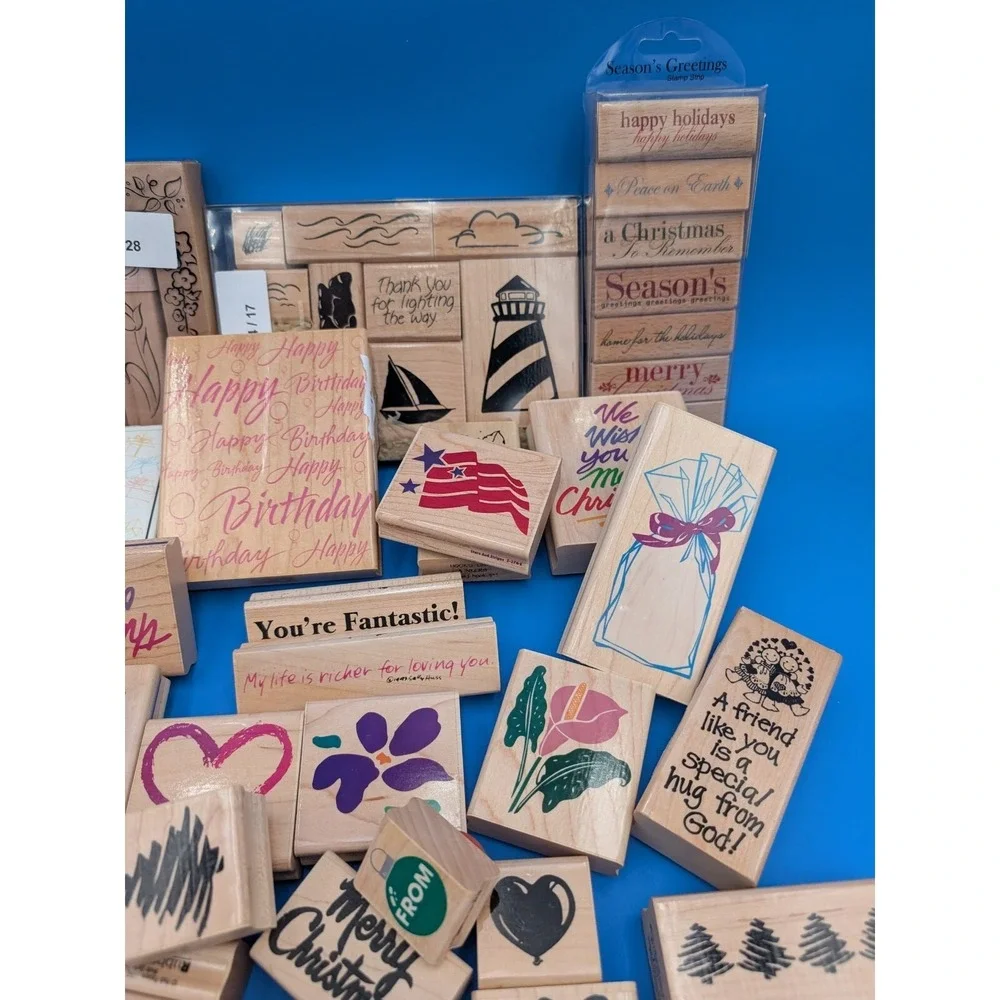 Wholesaler Reseller Crafter Enthusiast Wooden Rubber Stamp Lot Of 50+ Misc